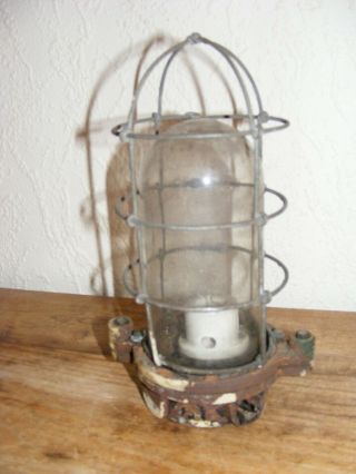 SMALL VINTAGE WIRE CAGED GLASS LAMP / LIGHT FOR REFURBISHMENT 4