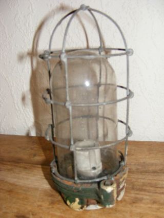 SMALL VINTAGE WIRE CAGED GLASS LAMP / LIGHT FOR REFURBISHMENT 5