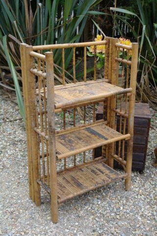 Antique Edwardian Arts And Crafts Bamboo Bookcase 