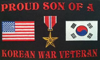 Proud Son Of A Korean War Veteran Iron - On Patch Usa Korea Flag Bronze Star 7