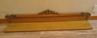 Antique Carved Oak Architectural Pediment Header Furniture Crown Wall Shelf