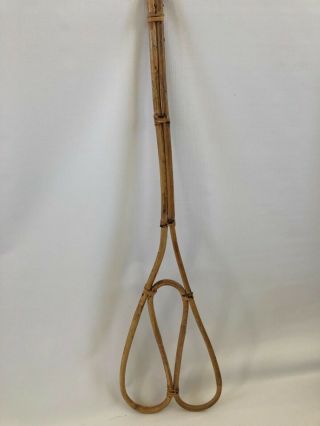 Vintage Cane and Wicker Rug Beater 27” 4