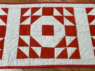 Country Red c 1890 - 1900 Goose in Pond QUILT Antique Table Runner 45 x 15 2