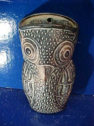 1960s North Eagle Pottery Mid Century Modern Owl Design Wall Pocket