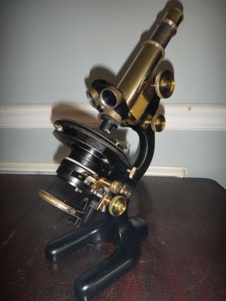 Antique Ernst Leitz Wetzler Microscope C1907 102828 Orig Inlaid Oak Case