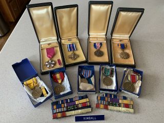 Large Wwii Usaaf Pilot Medal Grouping Named And Cased Legion Of Merit And More