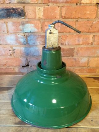 Vintage Enamel Industrial Light / Lamp Shade In Green - Ceiling Light
