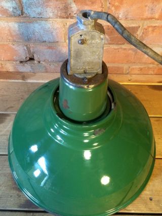 Vintage Enamel Industrial Light / Lamp Shade in Green - Ceiling Light 2