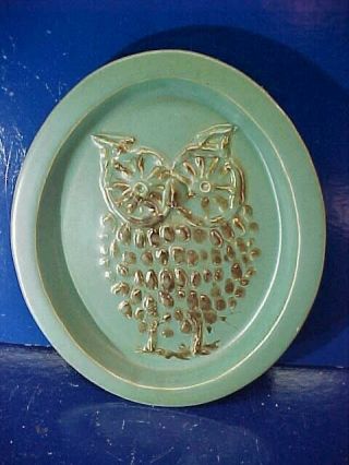1960s Vermont Co - Operative Pottery Mid Century Modern Owl Design Wall Plaque