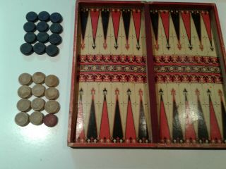 Mcloughlin Brothers Leisure Hours Checker/backgammon Bookshelf Board Game