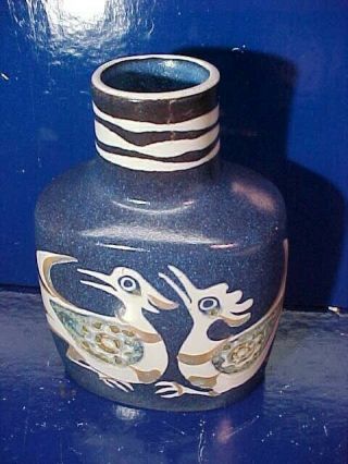 Orig 1960s Royal Copenhagen Danish Modern 2 Birds Design Porcelain Vase Signed