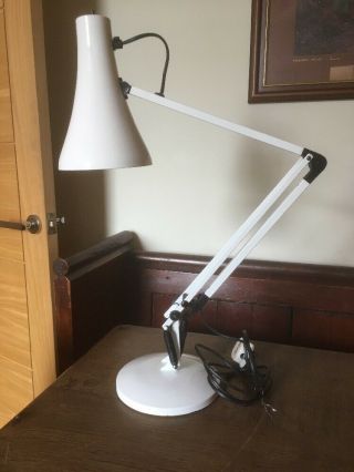 Vintage White Anglepoise 90 Desk Lamp With Stamp In Shade