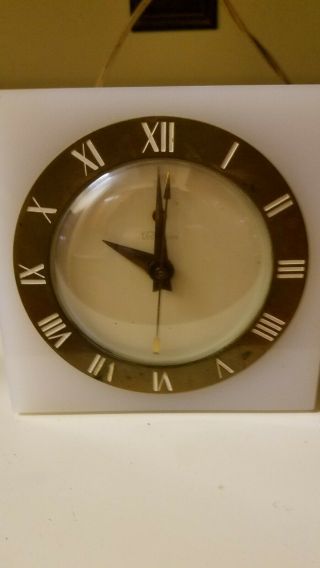 1940s Art Deco Style Telechron Marble Face Electric Clock For Parts/restore