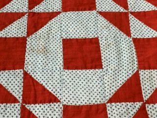 Farmhouse Red c 1890 - 1900 Goose in Pond QUILT Antique Table Runner 45 x 15 3