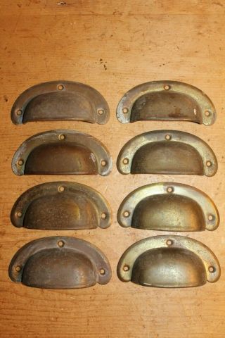 8 Vintage Handles For Antique Pine Chest Of Drawers Dresser Cup Handles Brass