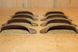8 Vintage Handles for Antique Pine Chest of Drawers Dresser Cup Handles Brass 3