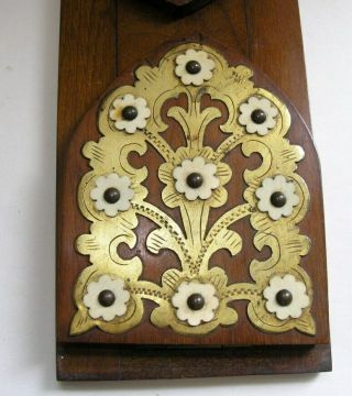 Antique Victorian walnut folding book slide brass & bone detailing,  secured shut 6