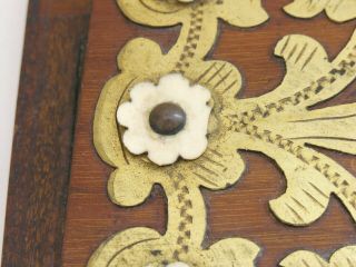 Antique Victorian walnut folding book slide brass & bone detailing,  secured shut 7