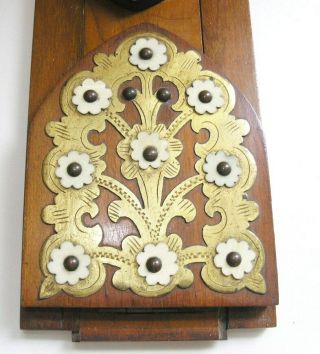 Antique Victorian walnut folding book slide brass & bone detailing,  secured shut 8