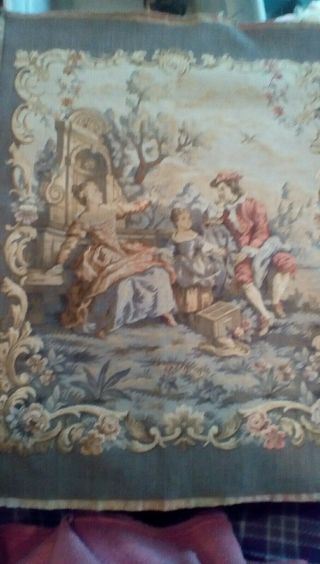 18 - 19th French Tapestry,  17 X13 Victoria Scene,  Pillow/wall Hanging Fabric