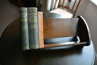 Fabulous Antique Edwardian Wooden Oak Book Rack Trough Shelf