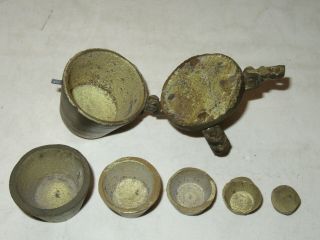 Vintage 5 - Piece Brass Apothecary Graduated Nesting Weight Set for Balance Scales 2
