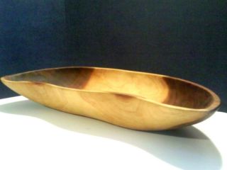 Vintage Flawless Large Wood Salad - Bread Carved Primitive Bowl.  Unique 24 " X 9.  75 "