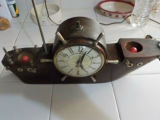 Vintage Ship Clock Wooden Ship Shaped Clock Electric