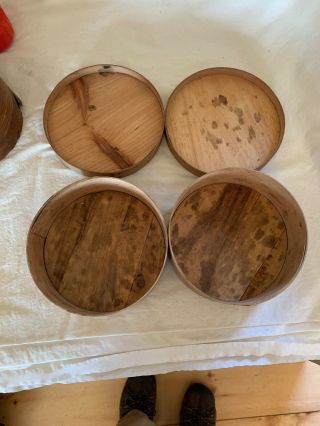 2 Antique Vintage Wood Shaker Pantry Cheese Boxes With Lids 6.  5” X 2.  75” 4