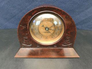 Vintage 1930s " Nautical " Ship Motif Old Antique Swirled Bakelite Clock,