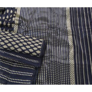 Sanskriti Vintage Blue Saree Pure Silk Woven Craft 5 Yd Soft Fabric Premium Sari 2