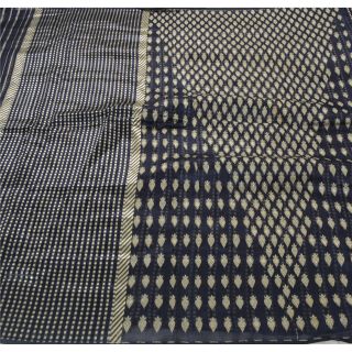 Sanskriti Vintage Blue Saree Pure Silk Woven Craft 5 Yd Soft Fabric Premium Sari 3