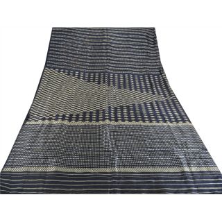 Sanskriti Vintage Blue Saree Pure Silk Woven Craft 5 Yd Soft Fabric Premium Sari 4
