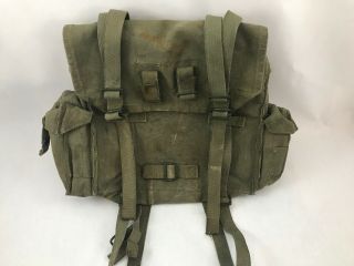 Vintage Us Army Green Canvas Backpack Bag Military Bushcraft