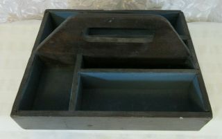 Rustic Primitive Antique Vtg Wood Tool Box Hand Made Tote Farm Paint Carrier 2