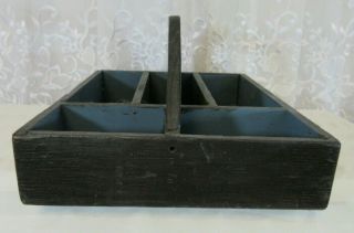 Rustic Primitive Antique Vtg Wood Tool Box Hand Made Tote Farm Paint Carrier 4