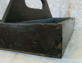 Rustic Primitive Antique Vtg Wood Tool Box Hand Made Tote Farm Paint Carrier 7