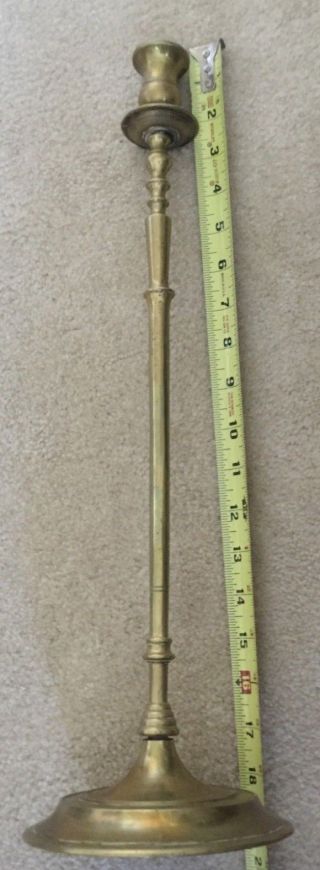 Antique Or Vintage Brass Candle Holder Candlestick.  19 " Tall,  5.  5 " Base.