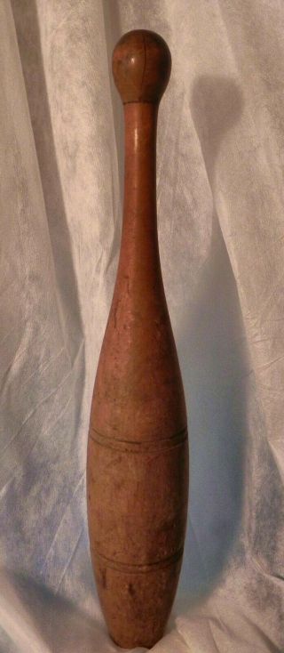 Antique Wooden Juggling Pin Vintage Early 1900s 16 - 3/4 Inches Circus Bowling Pin