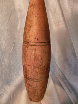 Antique Wooden Juggling Pin Vintage Early 1900s 16 - 3/4 Inches Circus Bowling Pin 4