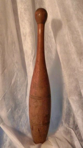 Antique Wooden Juggling Pin Vintage Early 1900s 16 - 3/4 Inches Circus Bowling Pin 5
