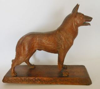 Antique Black Forest Carved German Shepherd Dog,  Great Detail