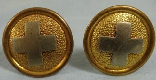 Pair Hospital Dept Side Buttons For Model 1881 U.  S.  Army Dress Spiked Helmet