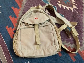 Small Army Style Tan Canvas Backpack Child Adult Vintage Rustic Look Fashion Cl