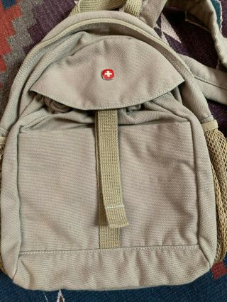 Small Army Style Tan Canvas Backpack Child Adult Vintage Rustic Look Fashion CL 2