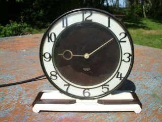 Vintage Art Deco Smiths Sectric Mantle Clock Brown & Cream Bakelite Electric Gwo