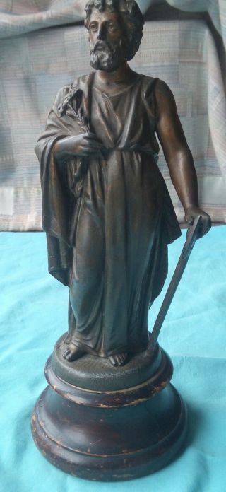 RARE 19 th CENTURY BRONZE STATUE OF A MAN WITH AN AXE RELIGIOUS BIBLICAL 4