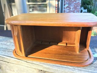 Vtg Kalmar Designs Teak Wood Thailand Roll Top Door Desk Storage Box Floppy Disk 5