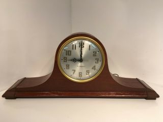 Electric Plymouth Clock Mantle Vintage Art Deco Back Shelf