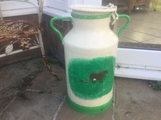 Vintage French Milk Churn Hand Painted Milking Cows Umbrella / Stick Stand